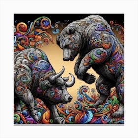 Bulls And Bears In The Market - Crypto Zoo Canvas Print
