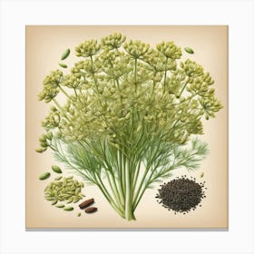 Dill flower plants painting art print Canvas Print