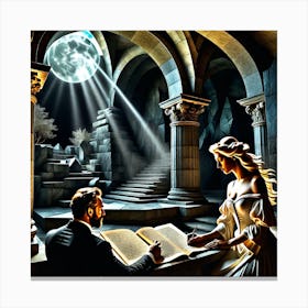 Couple Reading A Book Canvas Print