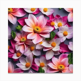 Flowers On A Grey Background Canvas Print
