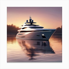 Luxury Yacht At Sunset Canvas Print