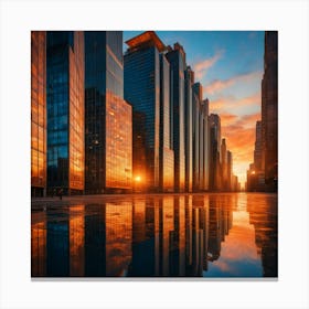 Sunset In The City Canvas Print