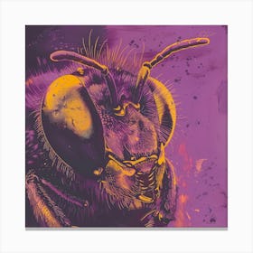Bee on purple 2 Canvas Print