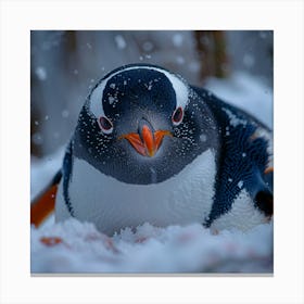 Penguin In The Snow Canvas Print
