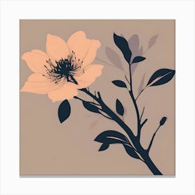 Peach flower on light ochre background Canvas Print