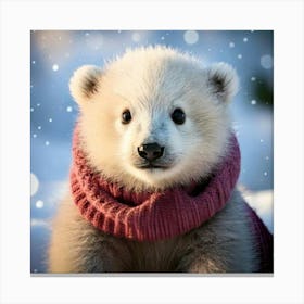 Firefly Adorable Polar Bear Cub In Cozy Winterwear 13088 (2) Canvas Print