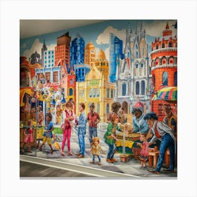 Mural Of A City Canvas Print