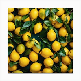 Lemons On Green Background Canvas Print