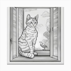 Cat On The Window Canvas Print