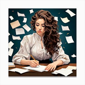 Girl Writing Canvas Print