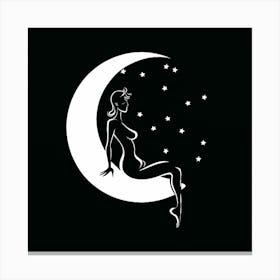 Moon And Star Canvas Print