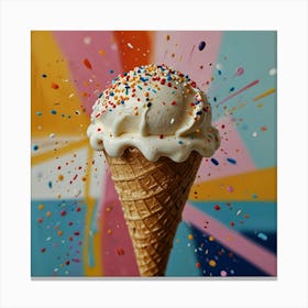 Ice Cream Cone With Sprinkles Canvas Print