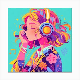 Girl Listening To Music 1 Canvas Print