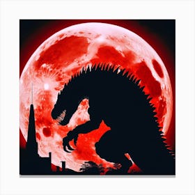 Godzilla Vs The Moon Canvas Print