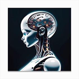 Robot Woman'S Head Canvas Print