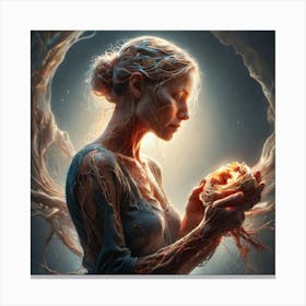 Woman Holding A Bird Canvas Print