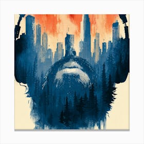 Cityscape With Headphones Canvas Print