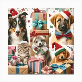 Christmas Dogs 4 Canvas Print