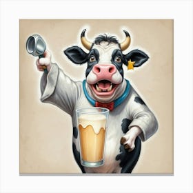 Cow Holding A Glass Of Beer Canvas Print