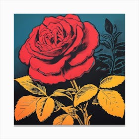 Rose 4 Pop Art Illustration Square Canvas Print