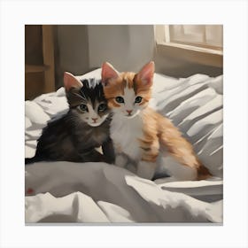 Kittens On The Bed Canvas Print