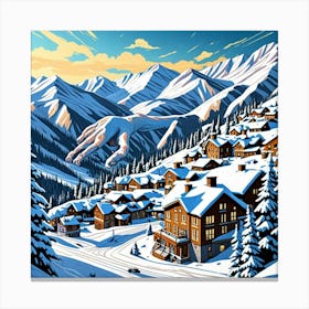 Winter Wonderland Cubism Style Canvas Print