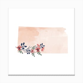 Kansas Watercolor Floral State Canvas Print