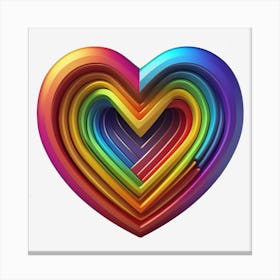 A Rainbow Heart 3d Icon, Vibrant Colors And Modern Design Generated By Ai Canvas Print