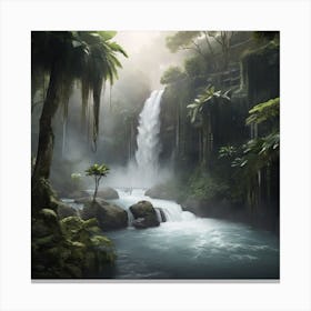 Waterfall In The Jungle 1 Canvas Print