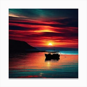 Boat At Sunset Canvas Print