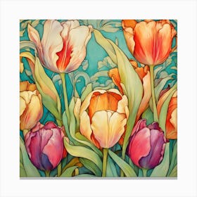 Colourful Tulips Canvas Print