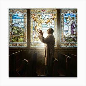 A Depiction Of A Spiritual Resurgence In The Scenery Of A Serene Church Backlit By Sunwashed Stain (4) Canvas Print