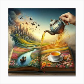 Teapot Book Art Canvas Print