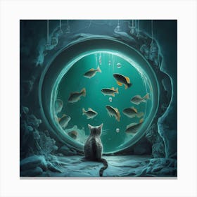 Cat In The Aquarium Canvas Print