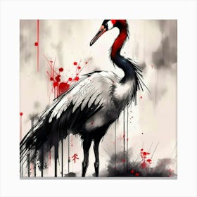 Crane With Blood Canvas Print