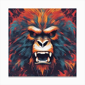 An Abstract Representation Of A Roaring Ape, Formed With Bold Brush Strokes And Vibrant Colors Canvas Print