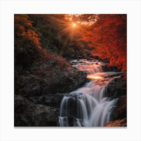 Waterfall In Autumn Canvas Print