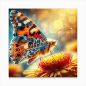 Butterfly On A Flower 16 Canvas Print