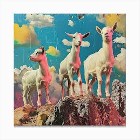 Mountain Goat Kitsch Collage 1 Canvas Print