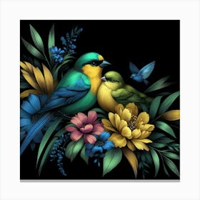 Birds And Flowers 1 Canvas Print