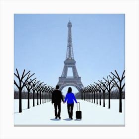 Couple Walking In Paris 3 Canvas Print