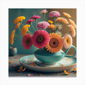 Flowers In A Teacup Canvas Print