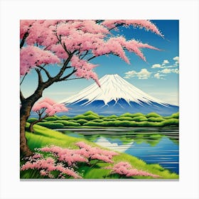 Cherry Blossoms On The Lake Canvas Print