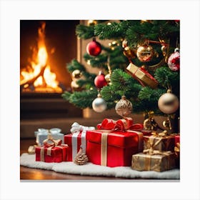 Christmas Tree With Presents 34 Canvas Print