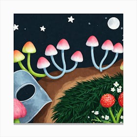 Mushrooms In The Night 5 Canvas Print