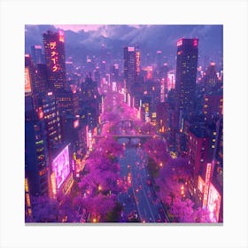 Tokyo City At Night Canvas Print