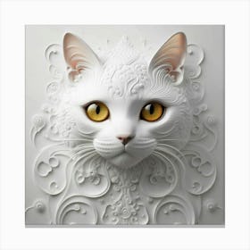 White Cat With Yellow Eyes Canvas Print