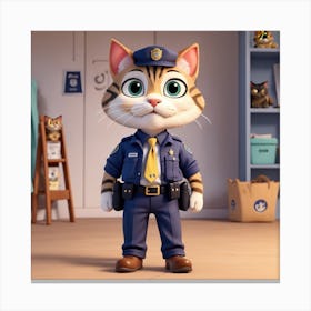 Police Officer Cat Canvas Print