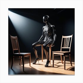 Skeleton Sitting On Chair 2 Canvas Print