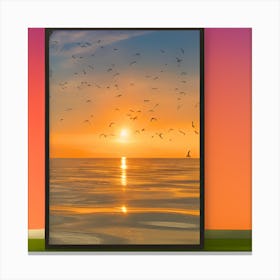 Sunset Seagulls 1 Canvas Print